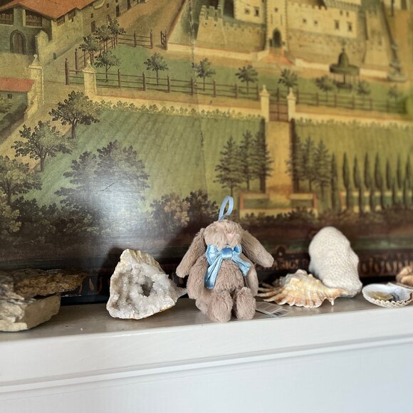 BNWT Bashful Beige Bunny with Blue Bow Jellycat Ornament - Picture 3 of 9